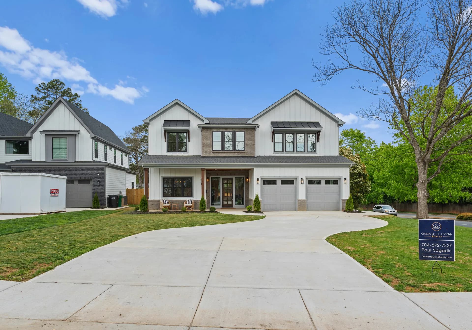 Completed front exterior of 571 Lyttleton Dr in Charlotte.